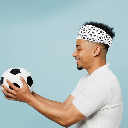 Honbay 2PCS Outdoor Sports Hairbands Hair Accessories Soccer Headband Non Slip Elastic Yoga Workout Headband Fashion Sports Ball Print Bicycle Bandanas Head Wrap for Men and Women - Thumbnail 5