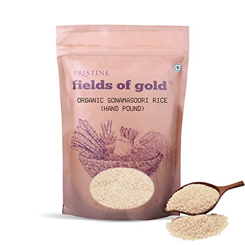 Image of PRISTINE Fields of Gold Organic Sonamasoori Rice (Hand Pound), 1 kg (Pack of 5)