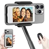 Wireless Selfie Monitor Screen for iPhone & Android，1800mAh with Bluetooth Remote, 3-Level Brightness & Wide Screen Mode, Using Phone Rear Camera for Selfie Vlog No Delay Live Stream for TikTok White