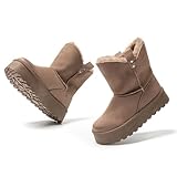 JOMIX Botas Mujer Invierno de Piel Sintética Botas Nieve Mujer Calientes Botines para Mujer Comodas Botas Invierno Mujer con Plataforma MD9765-8, Camello, 37 EU