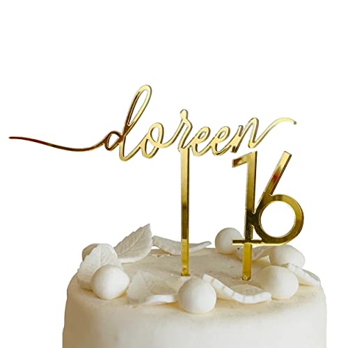 2 piezas, Personalizado pastel topper con nombre y edad