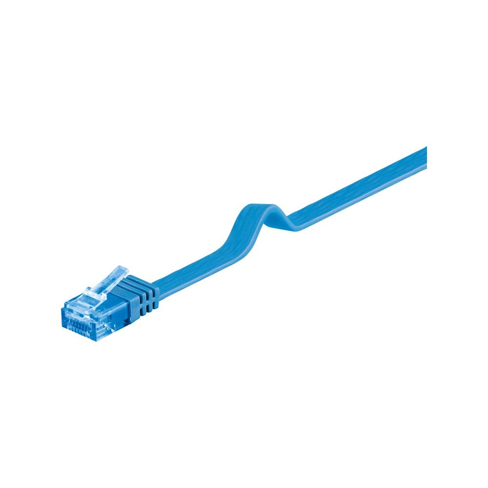 goobay 96306 CAT 6A U/UTP Flat-Patch Cable, Blue, 1m Length