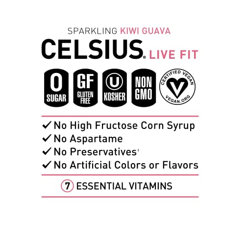 Celsius Sparkling Kiwi Guava, Functional Essential Energy Drink 12 Fl Oz (Pack Of 4) #TOP4