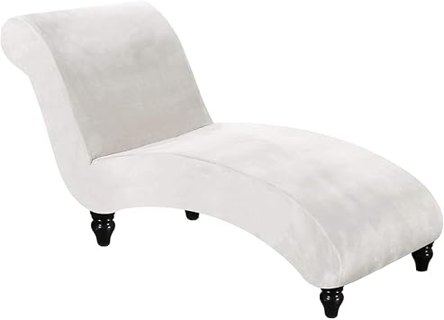 Chaise Lounge Cover Indoor Velvet Armless Lounge Chaise Slipcover, High Stretch Lounge Chair Cover Pet Furniture Cover Machine Washable Recliner Sofa Slipcover White