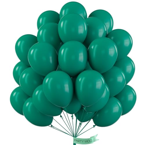 Image of PartyWoo Dark Green Balloons 50pcs Emerald Hunter Forest Green Boho Neutral