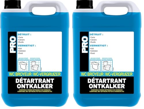 Détartrant broyeurs contre les pannes de calcaire des toilettes et sanitaires 5L