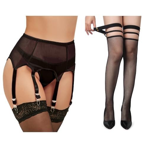 Porte jarretelle femme sexy chic de haute qualité avec bas resille premium 3XL-4XL