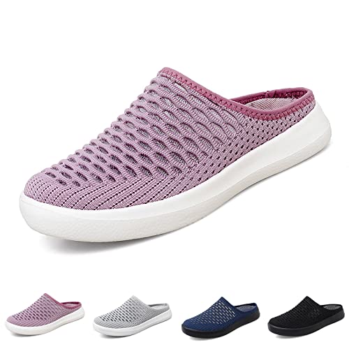 Image of WENOREG Women's Platform Hollow Out Slip On Lightweight Mule Sneakers,Summer Open Back Flats Fashion Mesh Breathe Comfort Walking Shoes Closed Round Toe Low Top Loafer