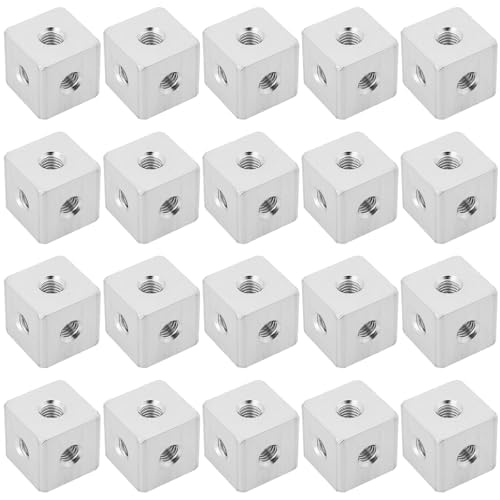 Orivin 20Pcs M-3 Cube Connector Aluminium Profile Hexagonal Square Fixing Block for Fixed Acrylic Sheet Hardware Lighting 10x10x10mm, Silver