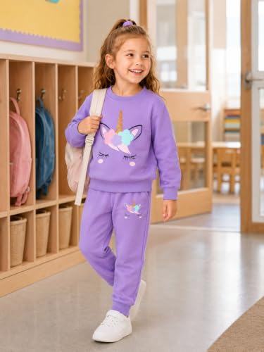 Image of RETSUGO Little Girls 2 Piece Clothing Sets Toddler Unicorn Sweatshirts and Leggings Cotton Fall Winter Casual Outfits 3-8T