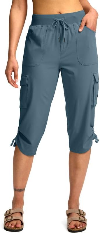 Pudolla Women's Cargo Capri Pants Lightweight Quick Dry Hiking Pants Summer Travel Casual Capris with 5 Pockets - Image 2