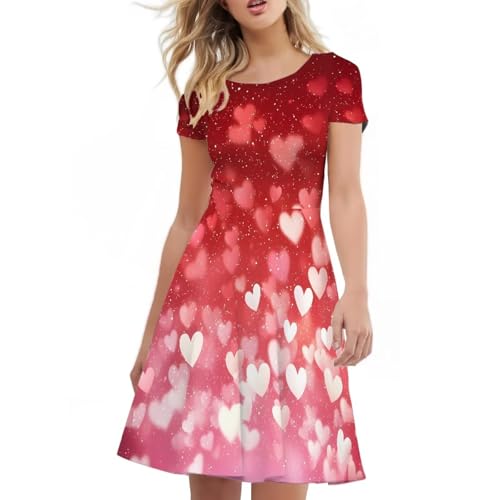 Image of AFPANQZ Womens Casual Summer Lightweight Vintage Dress Short Sleeve Midi Dress Knee-Long Luxury Formal Dress