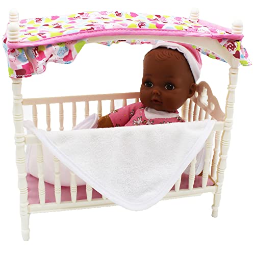 Cuna con Dosel y Muñeca de Cuerpo Suave de 9 Pulgadas miniatura 2