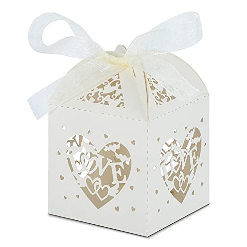 Kslong 50PCS Beige Wedding Favor Boxes, Small Party Favor Box for Bridal Shower, Cute Candy Favor Boxes for Kids Birthday Party,Mini Baby Shower Favor Boxes for Guests