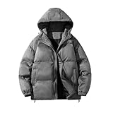 [kzzkoo] 冬物 メンズ 中綿 ダウンジャケット 厚手 防寒着 アウター モコモコ 綿服 フード付き ゆったり 防風 保温 あったか アウター M~5XL 大きいサイズ ダウンコート 通勤 通学 (グレー,6XL) [並行輸入品]