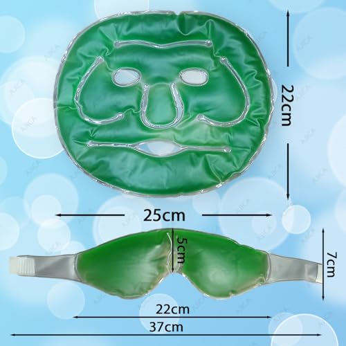 Image of Aqua Ice Face & Eye Cooling Gel Mask and Aloe Vera Gel Mask Ice Pack for Face and Eye Patches Remove Dark Circles, Fatigue Cool Eyes Patch Pads Eye Care | Facial Skin Refresh Face Mask for Hot & Cold Therapy (Large Aloe Face Mask, Eye Mask)