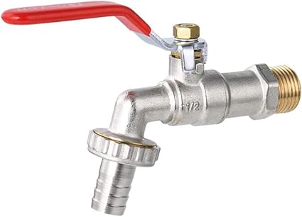 BATH GURU 1/2 Inch Brass Washing Machin Nozzle Bib Cock Tap for Bathroom Garden Nickel Plated Pack of 1