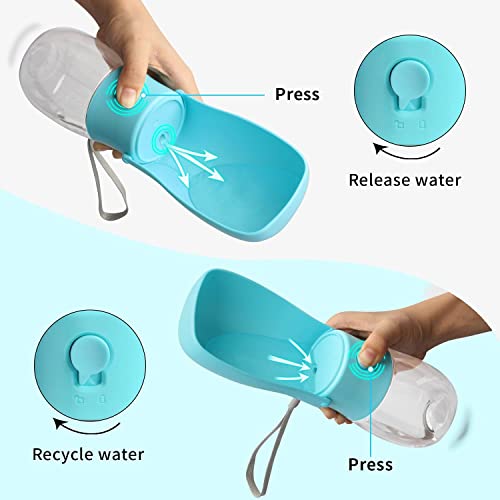 Dog Water Bottle Portable Pet Travel Bowl Foldable Dispenser For Walking Hiking, Puppy Accessories Dog Water Bottle With Activated Carbon Filter, Leak Proof, Food-Grade Materials(10 Oz,Blue) #TOP2