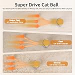 Cat Toys for Indoor Cats, Interactive Cat Toy Ball with Pom-Pom Tails, Automatic Cat Toy Self Play Exercise Toy to Relieve Boredom for Kitten & Adult Cats (Orange) - Image 3
