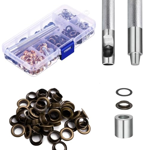Miniatura 3 de Pangutheos 120 Piezas Ojales Metalicos, Ojales De Cobre De 8 Mm De Diámetro Interno, Ojales Para Lonas En 4 Colores Para Ropa, Bolsa, Lona, Tela, Cuero, Lona, Zapatos