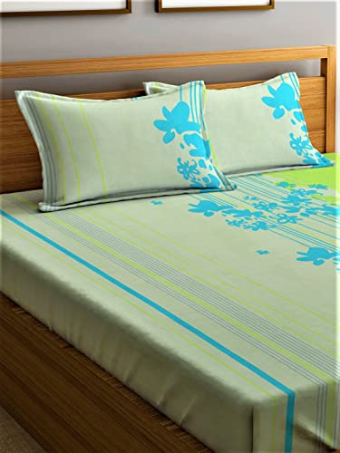Image of Home Sizzler 210 TC Microfibre Green Double Bedsheet with 2 King Size Pillow Covers