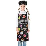 Dounats Patrón: lindo patrón de unicornio para niñas, patrón de tiburón valiente para niños. Los colores duran bien para lavar a mano o en lavadora. Ideal para cocineros pequeños.