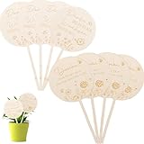 Nurila 8 unidades de madera con diseño de flores, gracias a que me ayudas a crecer, 2 estilos, tarjeta de madera, maceta, para regalo, educador, agradecimiento