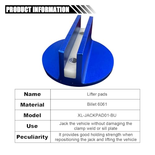 Image of 2PCS Universal Magnetic Jack Pad, 0.37 inch Slotted Aluminum Grooved Pad | Jack Puck Pinch, Pinch Weld Frame Rail Adapter with Large Slotted for Most Cars SUVs Trucks, Blue