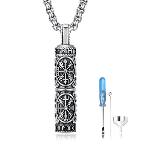 Ashes Cross/Viking Norse/Arrow/Bear Paw/Heart/Thor's Hammer/Hourglass/Tree of Life Necklace 925 Sterling Silver Pendant Necklace Cremation Jewelry Gifts for Men women