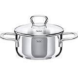 Silit Style Kochtopf 16cm, Glasdeckel, Bratentopf 1,5l, Edelstahl poliert, Topf Induktion, unbeschichtet