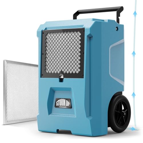 ALORAIR 110 Pints Dehumidifier Commercial Grade Built-in Pump, Includes Drain Hose, Ideal for Large Basements, Industrial or Commercial Spaces and Job Sites, 5 Years Warranty (DP50 Blue)