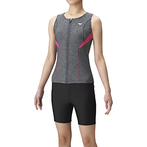 arena(アリーナ) フィットネス水着レディース すらっとセパ 大きめカラースナップ付きセパレーツ(差し込みフィットパッド) モクK×ブラック×ピンク(MKPK) XAサイズ LAR-1241WE