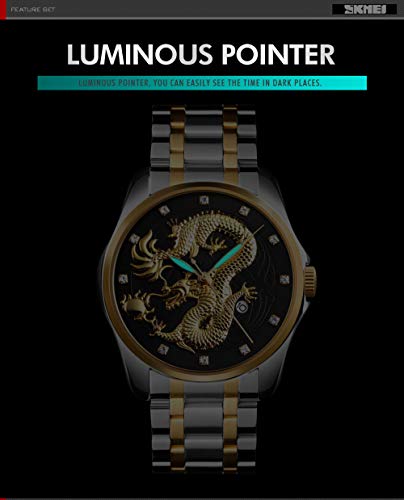 Men Luxury Gold Chinese Dragon Carved Dial Diamond Quartz Watch Casual Waterproof Sport Stainless Steel Wristwatch4