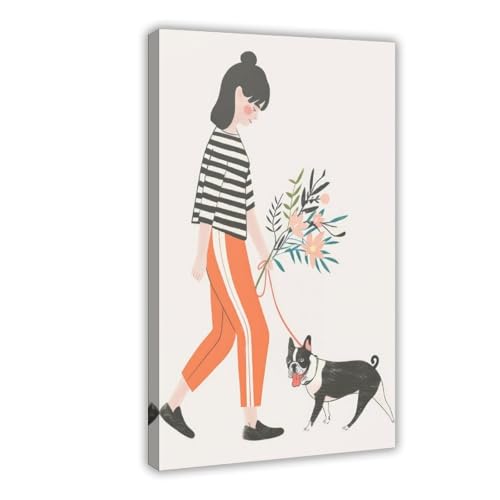 Poster sur toile pour chambre et bureau - Scène de complicité avec un chien 61x91