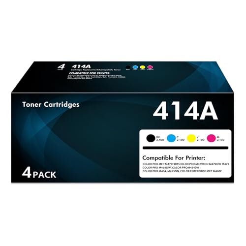 414A Toner Cartridges 4 Pack MFP M479fdw Replacement for HP 414A 414X Works for Color LaserJet Pro MFP M479fdw M479fdn M454dw M454dn M479 M454 Printer Ink| Black Cyan Yellow Magenta