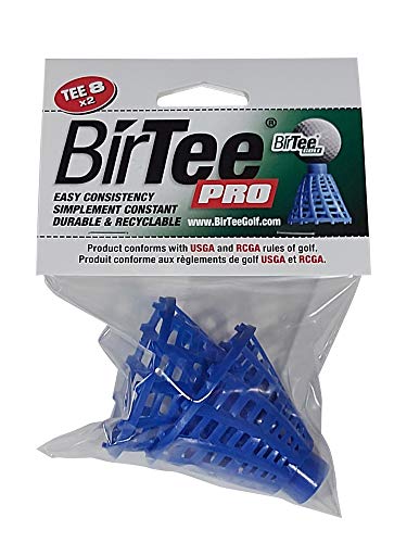 BirTee Pro Golf Tees - Individual Size Packs. 2 x Winter/Mat/Simulator Consistent Height Tees Per Pack (Dark Blue, 8-2
