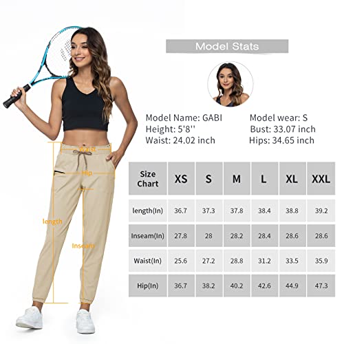 Haowind Joggers For Women With Pockets Elastic Waist Workout Sport Gym Pants Comfy Lounge Yoga Running Pants(Khaki M) #TOP6