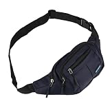 NO LIMITS Marsupio Uomo Sportivo in Tessuto Antigraffio, 4 Tasche Zip, Cinturino Regolabile 90cm, Ideale per Viaggio, Trekking e Tempo Libero, Blu