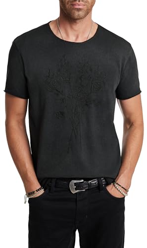 T-shirt John Varvatos homme noir col rond imprimé fleurs taille XS