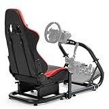 Gazzyt G27 Racing Simulator Cockpit with Red Racing Seat fit for Logitech G29 G920, Thrustmaster T300RS, Fanatec, PC, PS4, Large Round Tube Gaming Wheel Stand, Wheel&amp;Pedal Not Included
