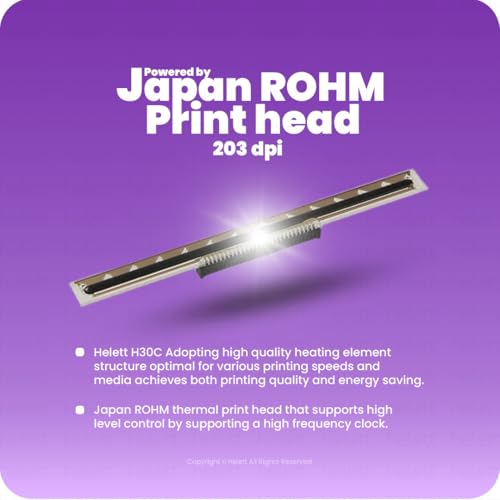 Image of helett H30C USB Direct Thermal 4x6 Shipping Label Printer(Barcode) Adjustable Label Size|203DPI Resolution|152mm /s Printing Speed Compatible with Windows,Mac,Linux Chrome OS|White(1Year Warranty)