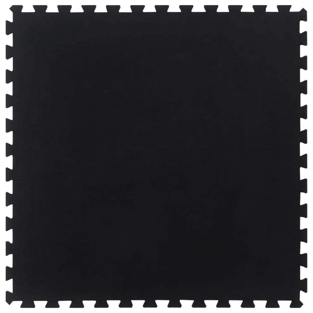 Gummi-Bodenfliese Schwarz 12 mm 100x100 cm, ineinander greifende Gummimatte stoßdämpfend für Fitnessstudio, rutschfeste Unterseite, verschleißfest und geräuschreduzierend, leicht