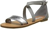  Hilfiger Denim Metallic Flat Sandal, Sandalia con Pulsera para Mujer, Plateado (Silver 000), 41 EU