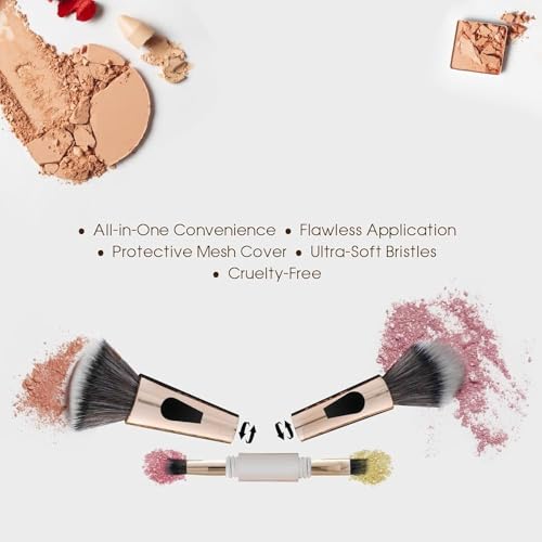 Image of 4 in 1 Multifunctional Makeup Brush Set with Foundation Brush, Powder Brush, Eyeshadow Blending Brush & Flat Brush | Feathery Soft Bristles Makeup Brushes for Women