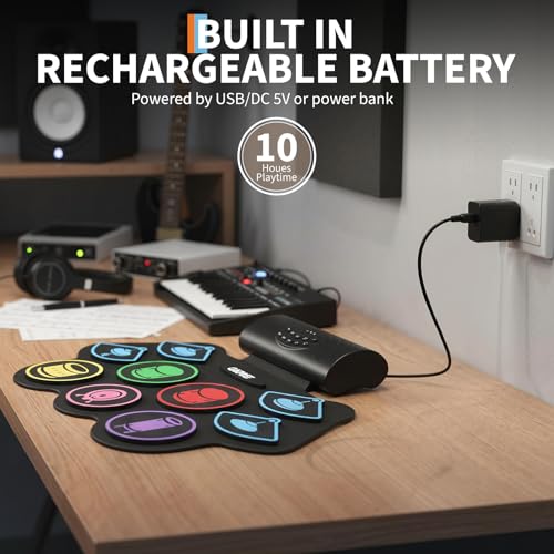 image for IDEALHOUSE Electronic Drum Set with 9 Pads & Free Learning App, Dual B