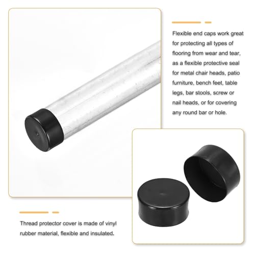 Image of uxcell 4pcs Rubber End Caps 110mm(4 5 /16 Inch) ID x 80mm(3 1 /8 Inch) H Vinyl Round End Cap Cover Screw Thread Protectors Black