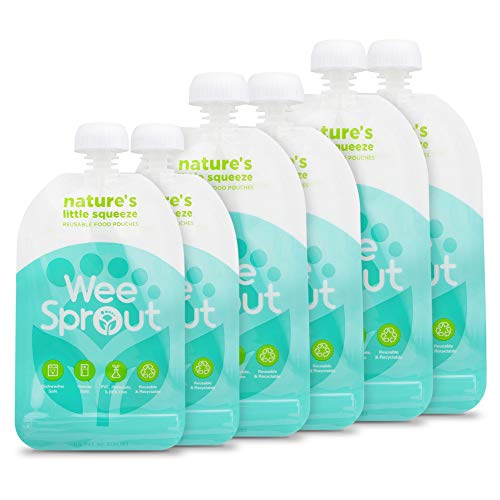 Image of WeeSprout Double Zipper Reusable Food Pouches (Blue, Variety)