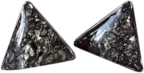 Crushed Pyrite Geometric Triangle Stainless Steel Druzy Stud Earrings