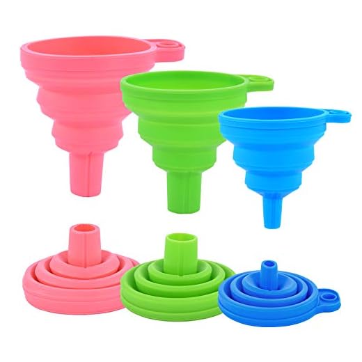Kitchen Silicone Collapsible Funnel Set of 3,Small and Large,Flexible-Foldable-Cooking-Food-Grade Funnels for Filling Small or Mini Bottles,Perfume,Filling Capsules,Fry Oil Filter,Essential Oil,Spice