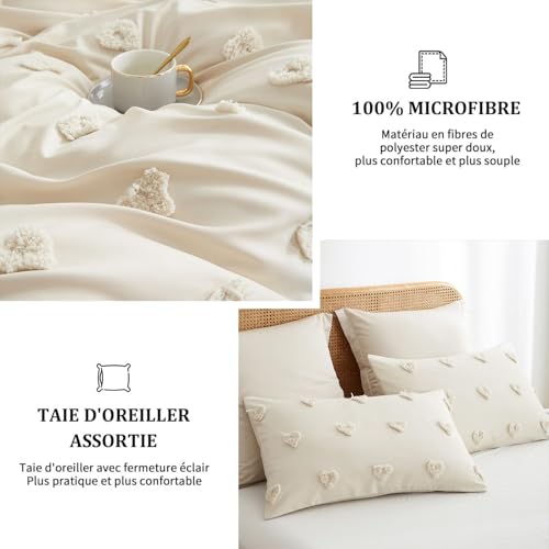 Sets de housse couette en microfibre beige style bohème chic